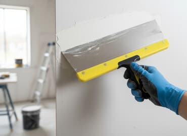 валик для шпаклёвка: Шпатели с широким полотном и удобной ручкой. Желтая рукоятка с черной — 1