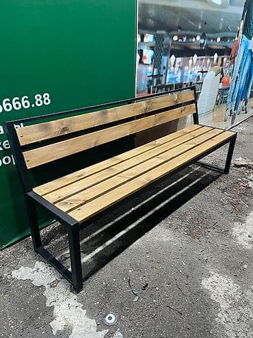 скамейка лофт: Скамейка Дерево, Со спинкой, Без крыши — 7
