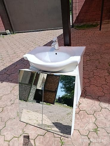 туалетный столики: Тумба для ванны, С раковиной, цвет - Белый — 7