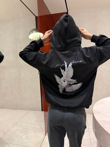 купить кофту: Толстовки и худи с принтами - Черный худи на молнии с капюшоном и — 2