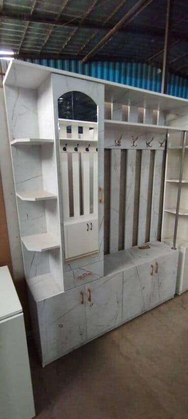 купить офисный стол бу: Гарнитур для прихожей, Новый, Шкаф, Вешалка, Трюмо, ДСП, Бесплатная доставка, цвет - Белый — 5