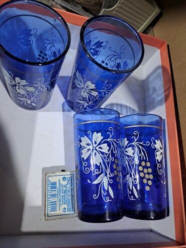 ваза бокал: Стаканы "Виноград" Чехословакия, антиквар. по 250с. 1000 сом за 4шт — 3