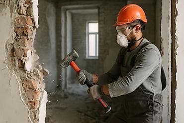 Дубалдарды бузуу | Кыштан жасалган дубалы | Эски шыбоону түшүрүү | Кафель плитканы демонтаждоо | Шифер чатыр 6 жылдан ашык тажрыйба