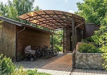 зонтик шатер: Навес, Арочный, Металл, Поликарбонат, Установка — 9