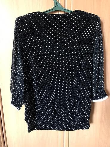 в горох: Блузка, Классическая модель, Трикотаж, Удлиненная модель — 4