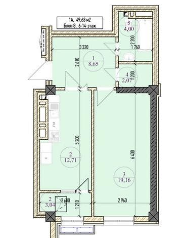 2026: 2 комнаты, 50 м², Элитка, 12 этаж, Готовая ПСО (под самоотделку) — 1