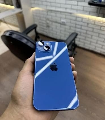 Техника и электроника: IPhone 13, Б/у, 128 ГБ, Синий, Защитное стекло, Чехол, Кабель, 88 % — 1