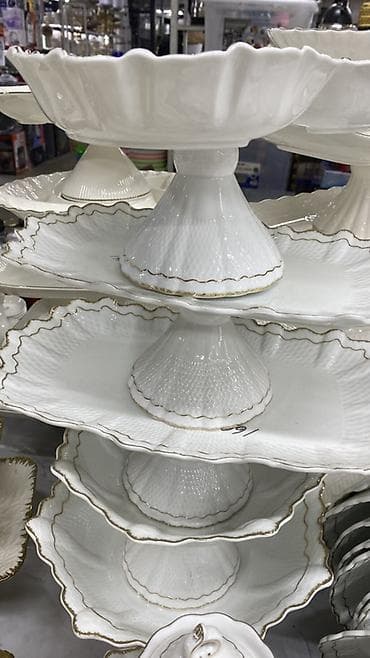 Фарфоровые этажерки/блюда на ножке для сервировки десертов и фруктов — 4