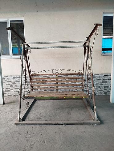Садовые качели Металл, Со спинкой, С крышей