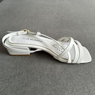 Босоножки, сандалии, шлепанцы: Босоножки белые Le Scarpe 36 размер. Стильные летние белые босоножки — 4