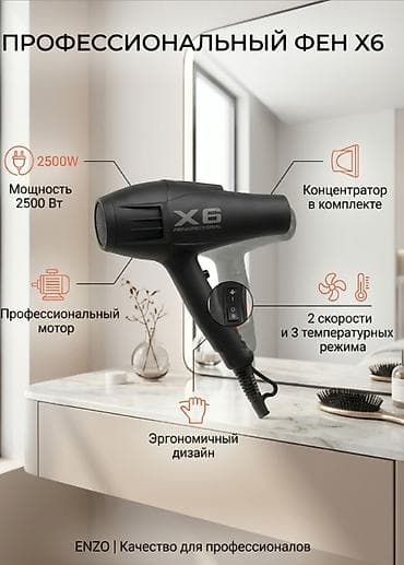 Фен Профессиональный, Концентратор, Поворотный шнур