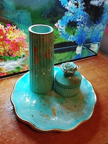 декор прикроватной тумбочки: Набор декоративных аксессуаров для дома (ваза, шкатулка и поднос) - — 1