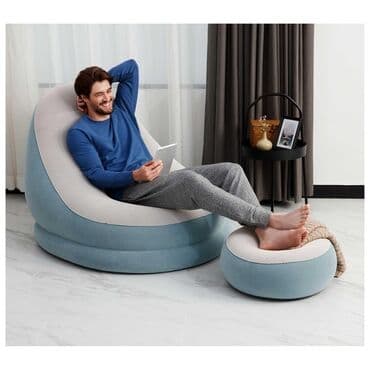 надувное кресло с пуфиком: Надувное кресло, Новый, Бесплатная доставка, Самовывоз, цвет - Серый — 1