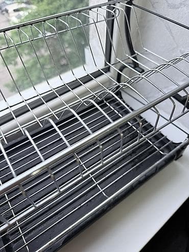 сушилка посуда: Сушилка, цвет - Серебристый, Б/у — 1