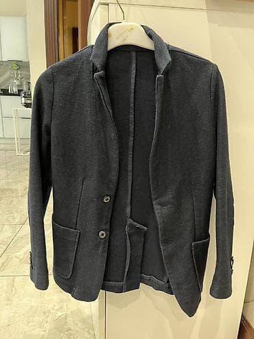 Мужской пиджак-кардиган темно-синего цвета на мальчика 8-10 лет -