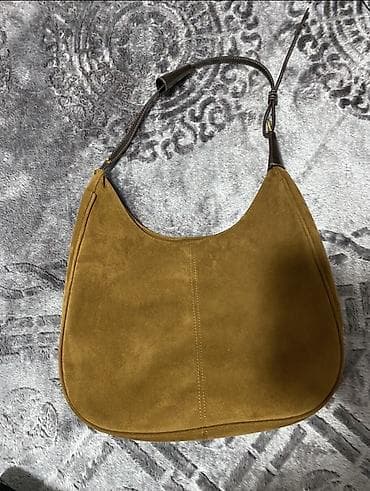 Классические сумки: Сумка-хобо из замши, цвет карамельно-коричневый. - Материал: мягкая — 2