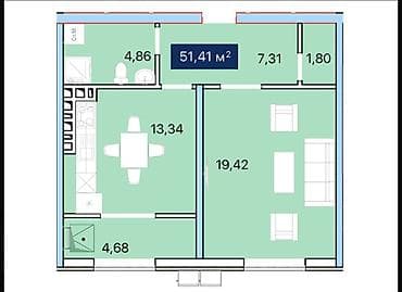 квартира тункуч: 1 комната, 51 м², Индивидуалка, 4 этаж, Готовая ПСО (под самоотделку) — 6