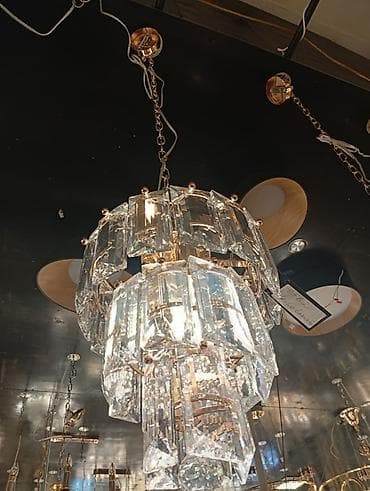 Подвесная хрустальная люстра - Многоярусный каскад из крупных