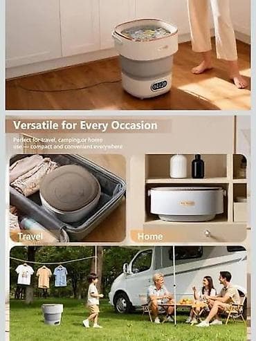 карманный автомат: Портативная складная стиральная машинка HALEY HY-7100 - Объем бака — 2