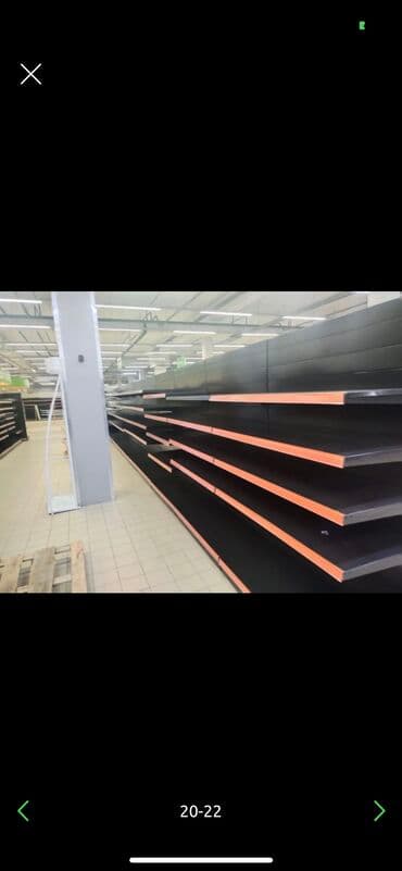 на железных номерах: Витрины, стеллажи, полки торговые металлические б/у, полка магазинная — 3