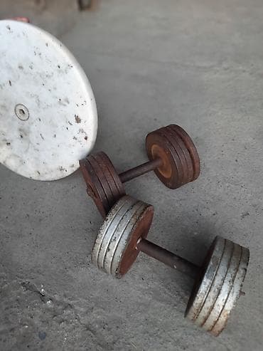 Спорт үчүн башка товарлар: Пара разборных гантелей из металла. - Материал: сталь/чугун, наборные — 3