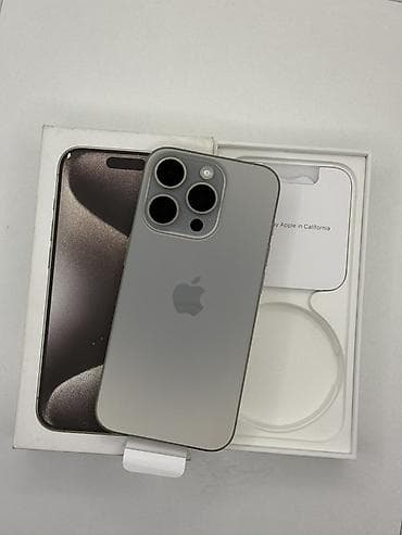 Техника жана электроника: IPhone 15 Pro, Колдонулган, 256 ГБ, Natural Titanium, Куту, 88 % — 1