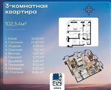 Үй куруучулардан жаңы конуштар: Курулуп жатат, Элитка, 1 бөлмө, 55 м² — 4