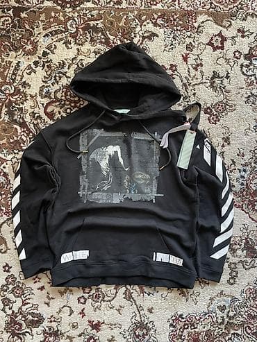 Толстовки: Мужская толстовка, 2XL, Off-White, Новый, цвет - Черный — 1