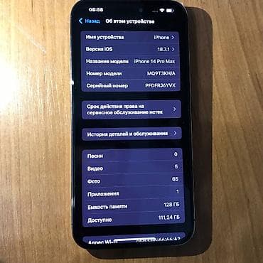 iphone 10plus: IPhone 14 Pro Max, Б/у, 128 ГБ, Deep Purple, Защитное стекло, Кабель, 77 % — 1