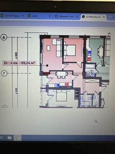 как быстро продать дом в бишкеке: 2 комнаты, 69 м², Элитка, 8 этаж, ПСО (под самоотделку) — 4