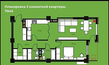 кварира: 2 комнаты, 70 м², Элитка, 4 этаж, Готовая ПСО (под самоотделку) — 2