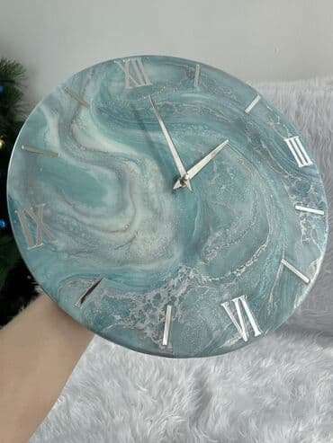 Жарык кылуу: Настенные часы ручной работы с заливкой под мрамор/агат в — 8