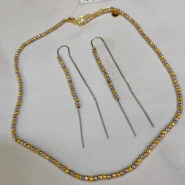 эксклюзивные свадебные пригласительные: Серебряный Колье+ серьги Италия Серебро напыление золото 925/ пробы — 2