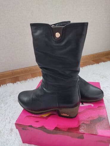 Сапоги: Женские зимние кожаные полусапоги IMELNA - Цвет: черный - Верх — 3