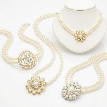 Жемчужное колье К в два ряда с декоративным кулоном Элегантное