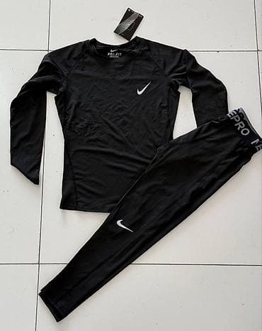 брюки лосины с: Мужской спортивный костюм, Все размеры, Nike, Новый, цвет - Черный, Платная доставка — 6