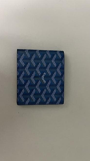 кошелеки: Карманный кардхолдер/мини‑кошелёк в синем цвете с фирменным узором — 1