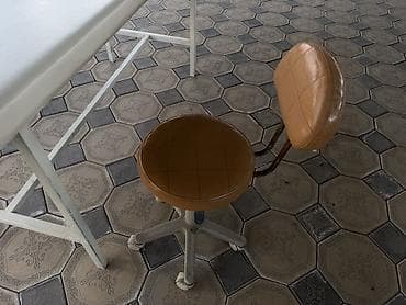 стулья на колёсах: Кресло-табурет на колесиках с круглым сиденьем и спинкой. - — 3