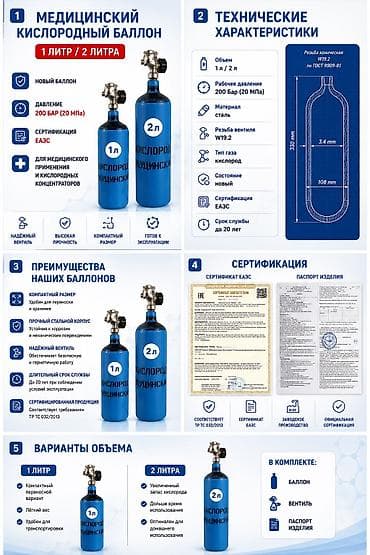 о2: Продаю медицинские кислородные баллоны. Новые. Гарантия качества. ОТК — 2