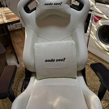 Мебель: Игровое кресло, С колесиками, цвет - Белый, Экокожа — 4