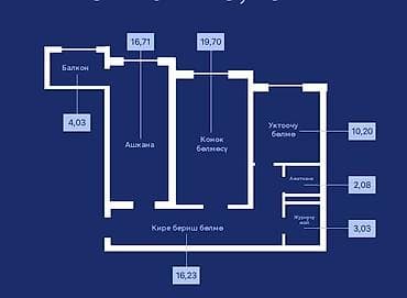 2 комнаты, 73 м², Элитка, 4 этаж, ПСО (под самоотделку) — 2