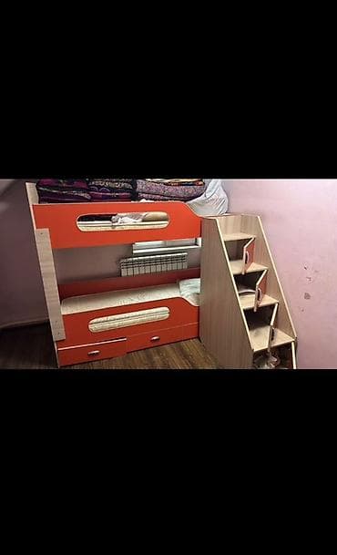 Бүктөлүүчү жеңил керебеттер: Балдар үчүн эки ярустуу, ЛДСП, түсү - Ток сары — 1