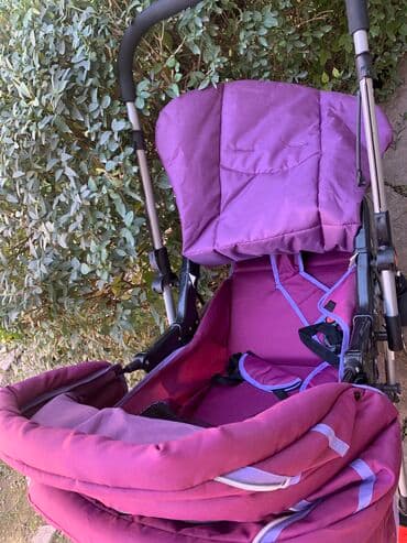 бу коляски для новорожденных: Коляска, цвет - Фиолетовый, Б/у — 4