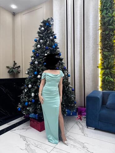 Вечернее платье, Русалка, Длинная модель, Атлас, С рукавами, Корсет, M