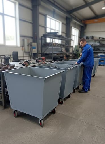 Металлические контейнеры для ТБО на колесах - Материал: сталь