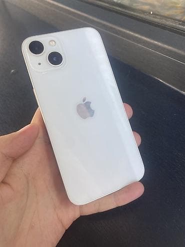 IPhone 13, Б/у, 128 ГБ, Белый, Защитное стекло, Чехол, 74 %