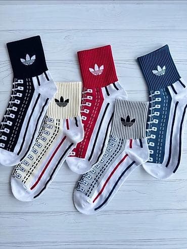 одежда для кухни: Носки «как кеды» — набор из 8 штук. Каждая пара оформлена принтом под — 4