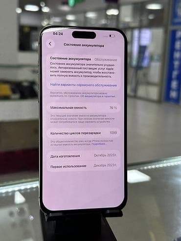 Apple iPhone: IPhone 15 Pro Max, Б/у, 256 ГБ, Серебристый, Защитное стекло, Чехол, В рассрочку, 76 % — 4