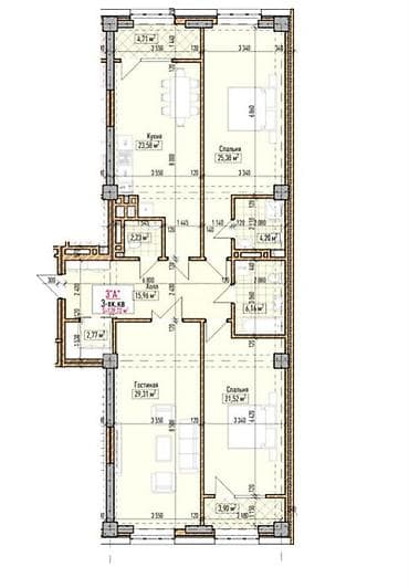 discovery studio: 3 комнаты, 139 м², Асанбай мкр Элитка, 8 этаж, ПСО (под самоотделку) — 2