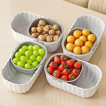 Посуда: Двухсекционная миска-органайзер для закусок и фруктов - Удобная — 1